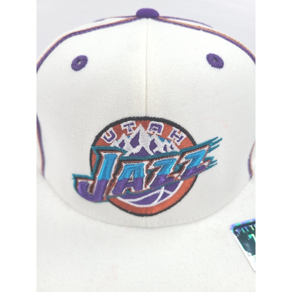 Utah Jazz Reebok NBA Fitted Hat 7 1/2‎ Flat Bill Basketball Retro Sportswear Fan